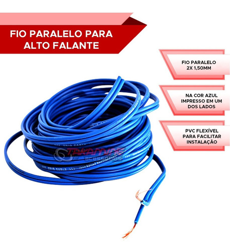 Imagem 2 de 6 de Fio Paralelo Instalação De Som Automotivo 2x1,50mm 10 Metros