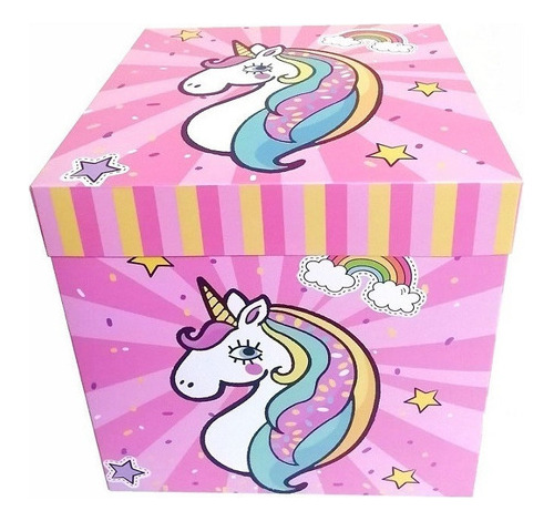 Pack 12 Cajas De Regalo Niñas Unicornio 22x22cm