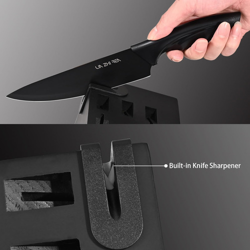 Set De Cuchillos De Cocina Con Bloque Y Afilador, 15 Piezas