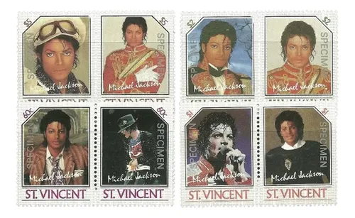 Michael Jackson 当時物　非売品　まとめ売り　13枚 S1362 São Vicente 1985 4 Se-tenant Michael Jackson Specimen