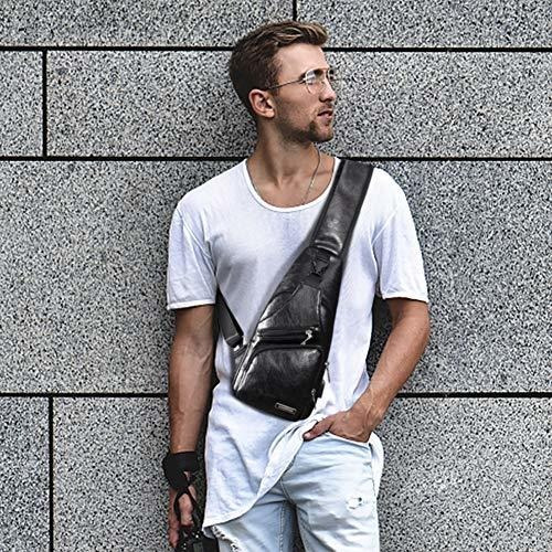 Mochila Bandolera De Piel Para Hombre Impermeable Con Puerto