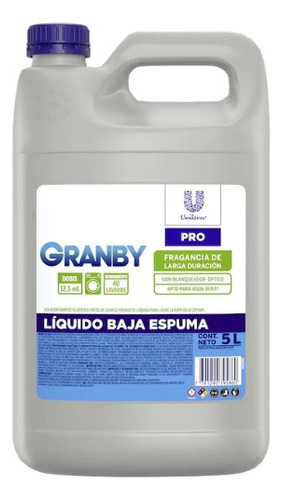 Jabón Líquido Para Ropa Granby X5 Litros