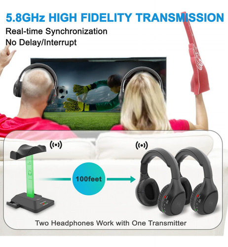 Auriculares Inalámbricos Wallarge Dual Para Tv Con Transmiso