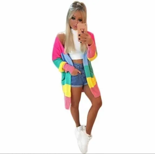 Kimono de cheap tricot colorido