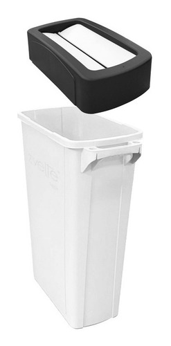 Bote Basura Slim Rectangular Blanco Tapa Balancín 87 Litros