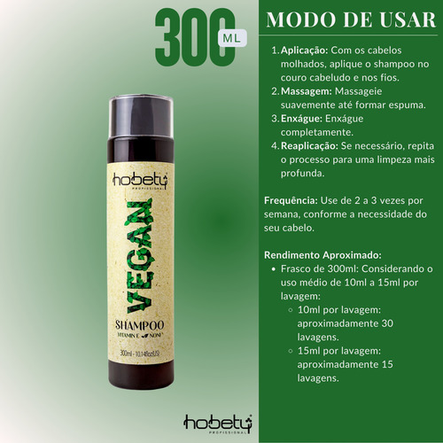 Kit Vegan Hobety Shampoo300ml+balsamo300ml+pré-shampoo150ml