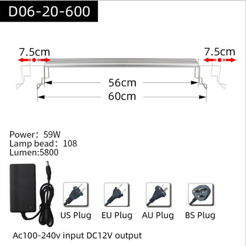Lámpara Led De Acuario De 60 Cm