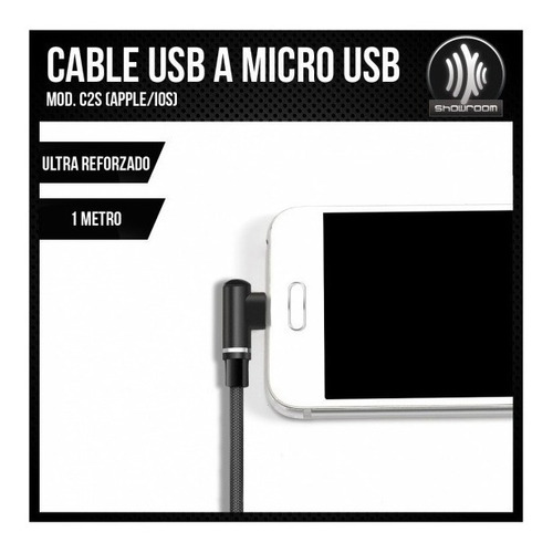 Imagen 3 de 8 de Cable Usb A Microusb Fichas L - 1 Metro - Zealot C2m