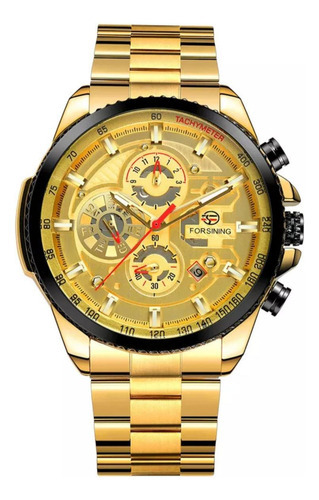 Relógio Forsining 428 Masculino Automatico Analogico Dourado