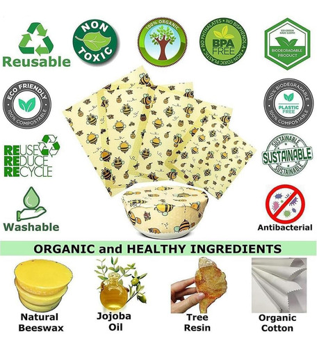 Envoltura Reutilizable De Cera De Abejas Para Alimentos Envo