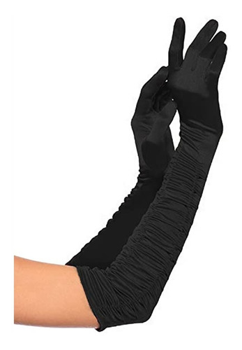 Guantes Negro Dama Charlestone 55 Cm Cotillon Disfraz Sexy