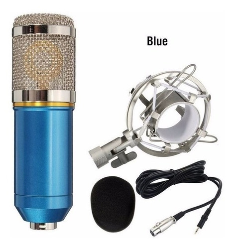 Microfone Condensador Profissional Bm800 Studio Audio Azul