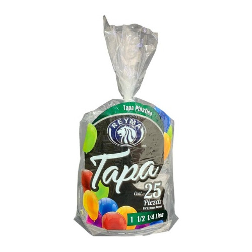 Tapa P/vaso Contenedor Plastico 1 Lt 1/2 Y 1/4 Reyma 25 Pzas