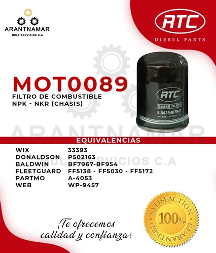 comprar Filtro De  Combustible 33393 Npr-nkr-fvr \u002F Mot0089 Rtc