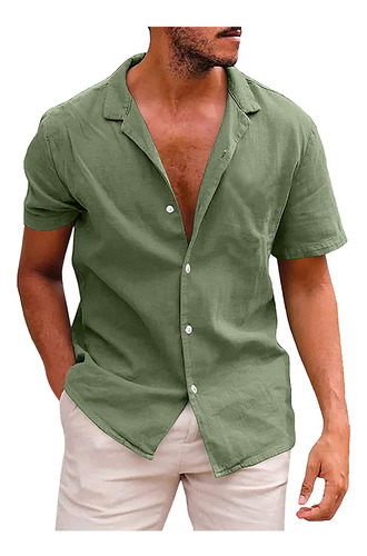 Polera G Para Hombre, Casual, Lisa, Doblada, Manga Corta,