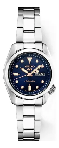 Seiko - Reloj Automático Para Hombre, Colección Deportiva 5, Acero Inoxidable, Pista De 60 Minutos, Resistente Al Agua, 100 M, Azul, Moderno