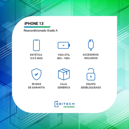 Apple iPhone 13 128gb Verde Desbloqueado Grado C (Reacondicionado)