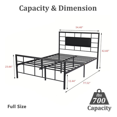 Base De Cama Aufank Matrimonial De Metal Color Negra
