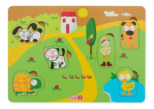 Imagen 2 de 8 de Juego Encastre Madera Animales Simple Infantil Niños