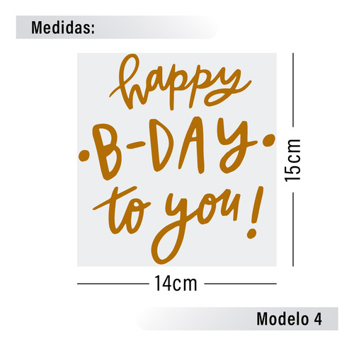 Vinil Para Globos Sticker Frases Feliz Cumpleaños / 16 Pzs Dorado Mod. 04