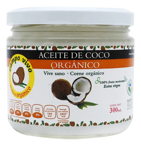Aceite De Coco Virgen 100% Organico Saludable 300 Grs