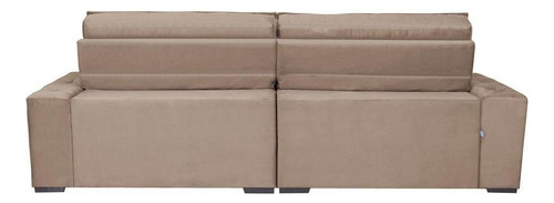 Sofá Austin 2,82m Retrátil, Reclinável com Molas no Assento e Almofadas, Suede Castor Cama inBox