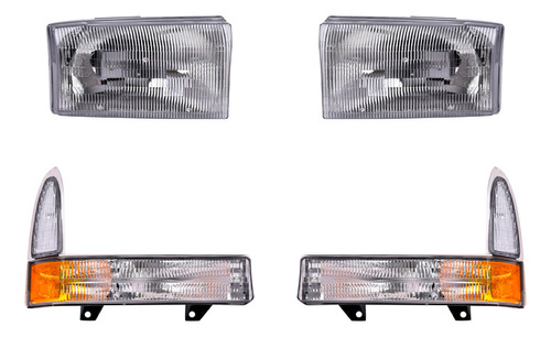 Cuartos + Faros 4 Piezas Depo P/ Ford F-350 2002-2004