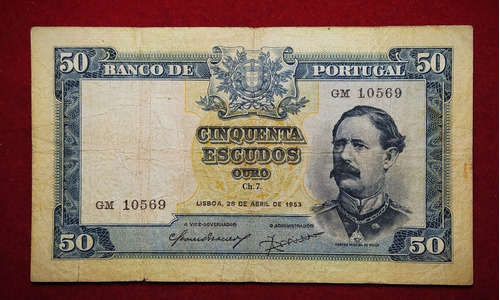 Billete 50 Escudos Portugal 1953 Ouro Lisboa Pick 