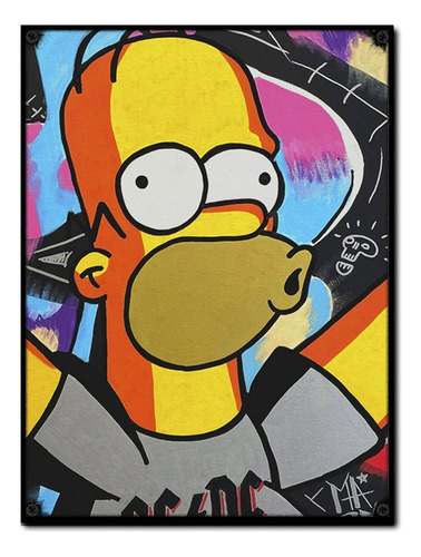 #1629 - Cuadro Decorativo - Homero Simpson Rock Ac/dc Poster