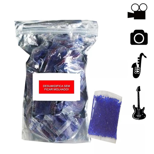 Imagem 1 de 3 de 25 Saches 10g Tira Umidade Azul Case Camera Instrumentos