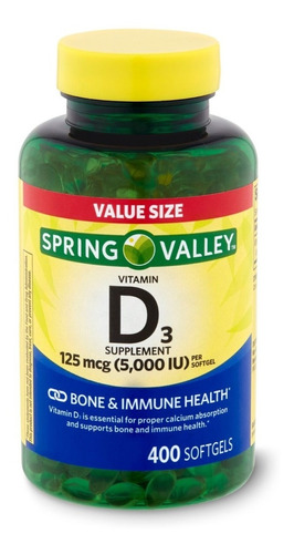 Spring Valley Vitamina D3 125 Mcg (5,000 Iu) 400 Softgels 