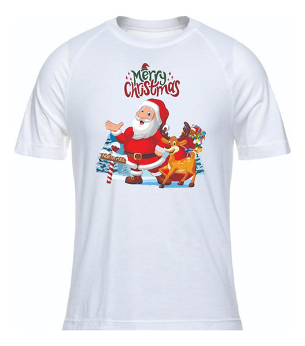 Camisetas Navidad Papá Noel Santa Reno Merry Adulto Y Niño