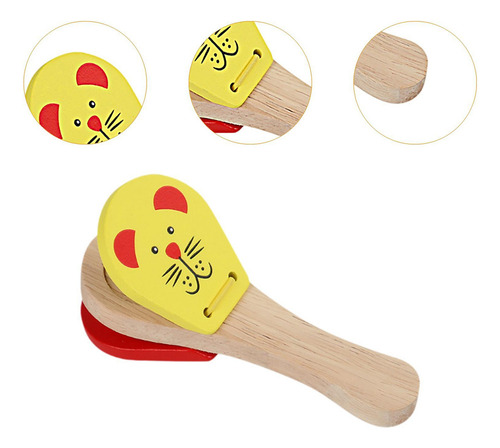 Castañuela Musical De Madera, Juguete Educativo Amarillo