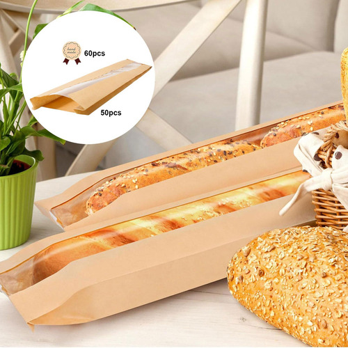 50 Piezas Bolsas De Panadería Con Ventana Transparente