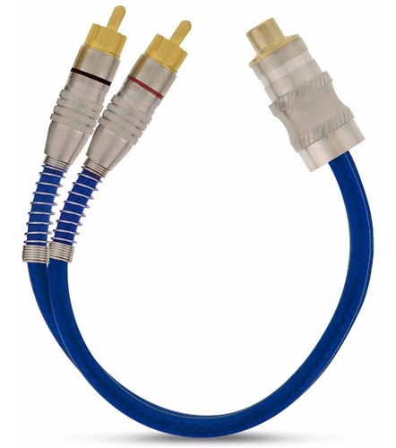 Imagem 1 de 3 de Cabo Y Rca 2 Machos 1 Femea 5mm 26 Cm Plug Metal