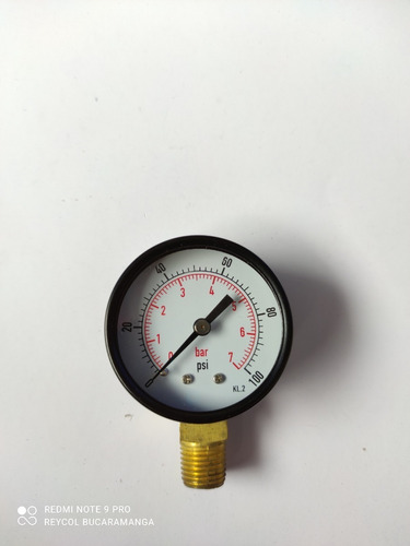 Manómetro Seco Conexión Vertical 0 - 100 Rosca De 1/4 Npt