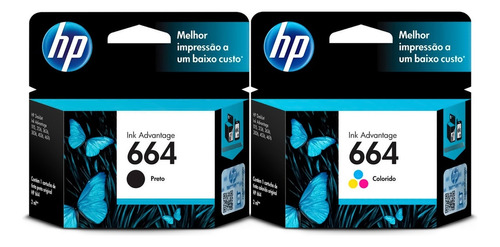 Cartucho Hp 664 Preto + Cartucho Hp 664 Colorido 2136 2676 