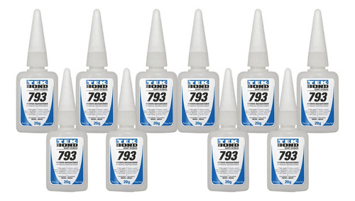 Kit 10 Adesivo Cola Instantâneo 793 20g Tek Bond