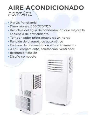 Imagen 2 de 9 de Aire Acondicionado Portátil Frio/calor 2600 Fg Panoramic
