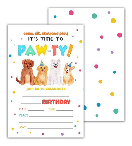 Invitaciones De Cumpleaños Para Perros Cachorros - Invitacio
