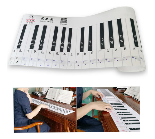 Sticker Piano 88 Chart Key, Nota De Teclado Para Estudiantes