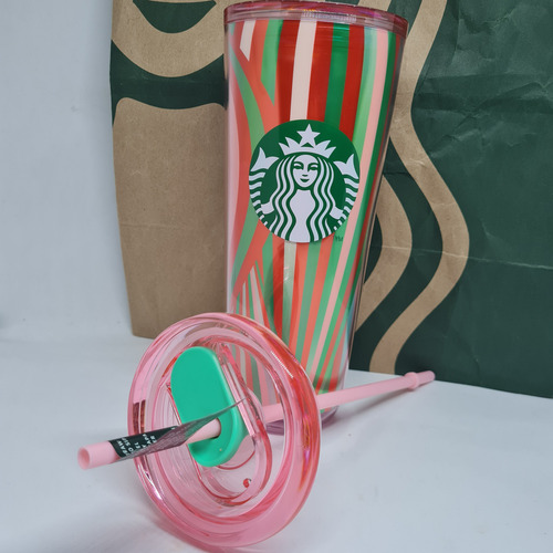Vaso Starbucks Candy Caramelo Color Rosa Verde Rojo