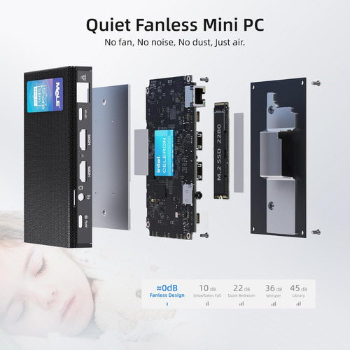 Minipc Sin Ventilador Mele Quieter3c N5105, 4 Gb, 128 Gb, Pe