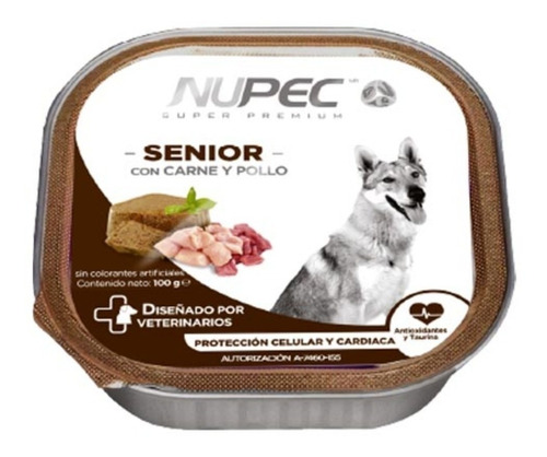 Imagen 1 de 1 de Alimento Nupec Nutrición Científica para perro senior todos los tamaños sabor carne y pollo en bandeja de 100g