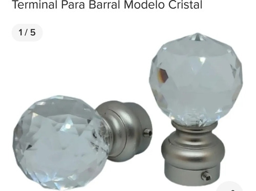 Terminal Esfera Cristal Para Barrales Cortinas 