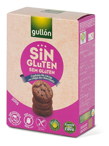 Imagen 1 de 3 de Galletitas Gullon Sin Gluten Cookies Mini Chip X 200 Gr