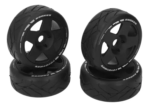 Dilwe – Jeu De 4 Roues 1:8 GT RC – Pneus Route Forte Adhérence, Adaptateur 17 Mm – Caoutchouc Résistant à L'usure – Pour Voiture De Course RC