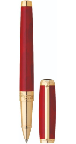 S T Dupont Yellow Gold & Red Atelier Rollerball Diego Vez