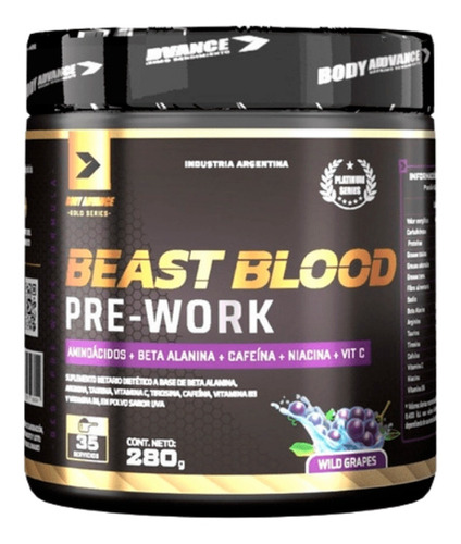 Pre Work Beast Blood Body Advance 280grs Máxima Energía