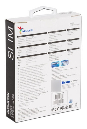 Disco Duro Portátil Adata Hv620s De 4 Tb Usb 3.0 Color Negro